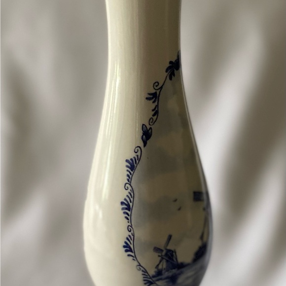 Beautiful Vintage Delft Huys Blue & White Windmill Vase Authentic Hand Painted - Picture 7 of 9